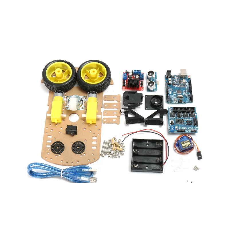 Kit arduino robot 2 ruote completo con piattaforma sensori shield 