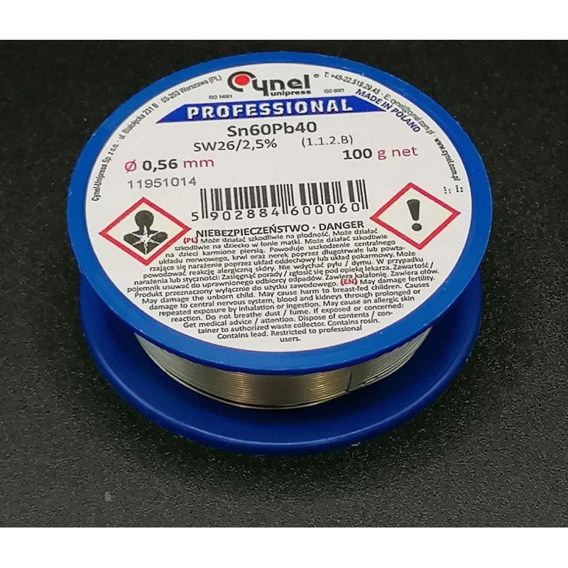 Stagno in rocchetto 100g 0,56mm Sn60Pb40 SW26/2,5% con piombo per saldature  smd