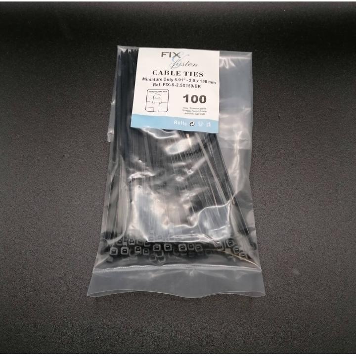 100pz Fascetta fascette autostringente in polliamide 2,5mmx150mm