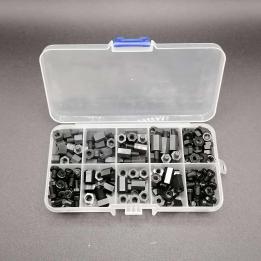 Kit Viti distanziali M4 in nylon neri varie misure in scatola 200pz