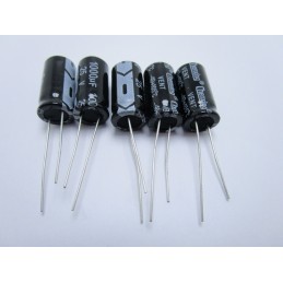 5 pezzi Condensatore elettrolitico in allumino verticale 1000uF 25v Ø 10mmx20mm
