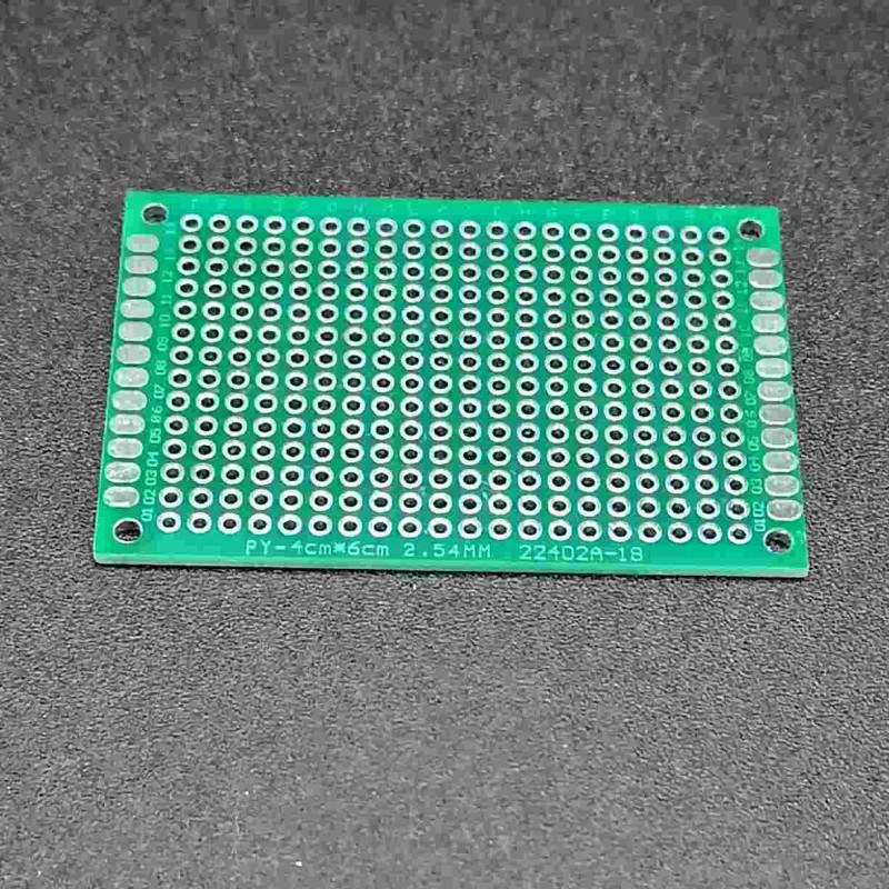 Basetta millefori bifacciale in vetronite 40X60mm passo 2,54mm per  realizzazione pcb circuiti