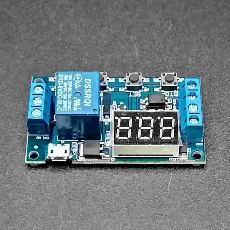 Temporizzatore relè 5vdc 6-30v timer programmabile 0-999 S con display