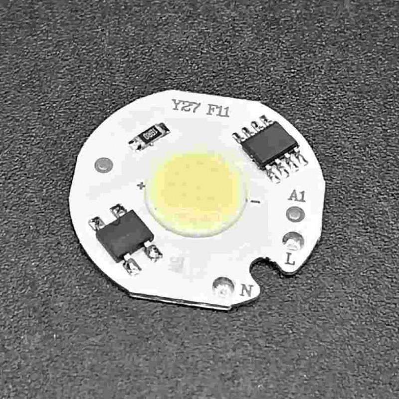 Chip led cob round 5w 220v bianco freddo 6500K 200mA 27x27mm per faretti