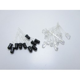 Kit 20 pz diodi led ir 5mm infrarosso 940nm emettitore ricevitore