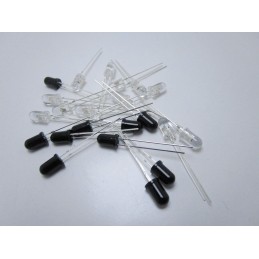 Kit 20 pz diodi led ir 5mm infrarosso 940nm emettitore ricevitore