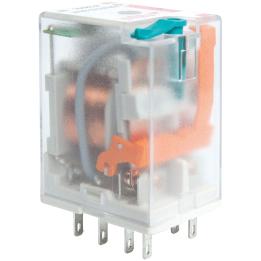 Relpol industrial relay R2N, 24 V DC coil, DPDT, 12 A, LED and test button, without diode – R2N-2012-23-1024-WTL