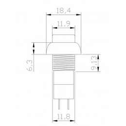 2pz Pulsante da pannello normalmente aperto con tasto blu 12mm 2 pin 150v 3A