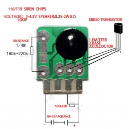 Circuito chip sonoro sirena polizia DC 3-5v 180-220k per fai da te Arduino