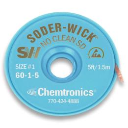 Treccia dissaldante Chemtronics Soder-Wick No Clean 0,8 mm, rotolo da 1,5 m – SW60-1-5