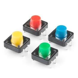 Pulsanti tattili momentanei rosso, blu, giallo e verde (confezione da 4 pz) – SparkFun 14460