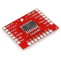 Scheda breakout shift register 74HC595 SOIC, pin passo 2,54 mm, collegabile in cascata – SparkFun 10680