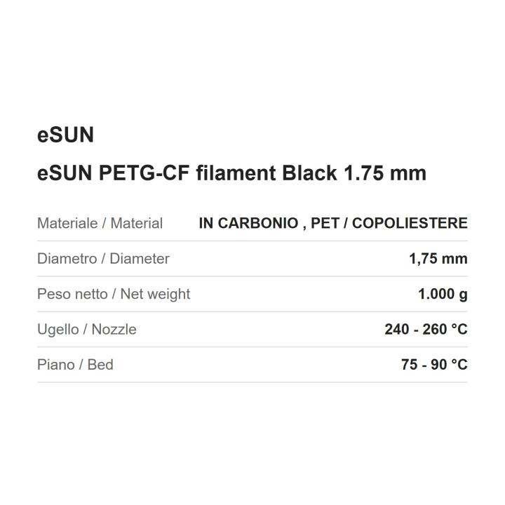 eSUN PETG-CF filament Black 1.75 mm, 1 kg spool