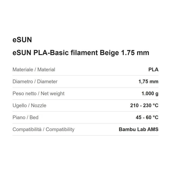 eSUN PLA-Basic filament Beige 1.75 mm, 1 kg spool