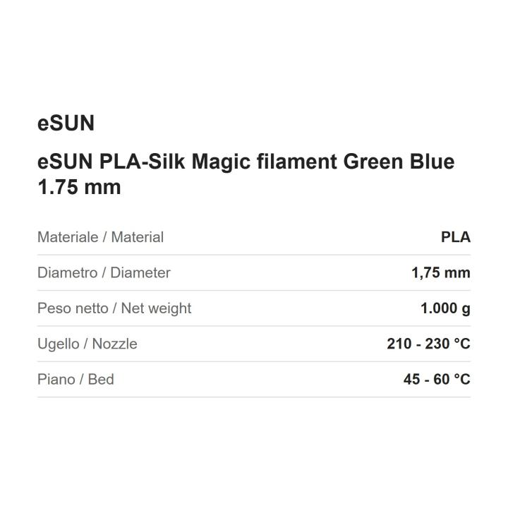 eSUN PLA-Silk Magic filament Green Blue 1.75 mm, 1 kg spool