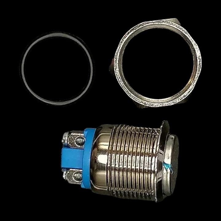 Pulsante Switch Monostabile 19mm in Metallo, 2 Terminali a Vite, con Dado e Guarnizione di Tenuta
