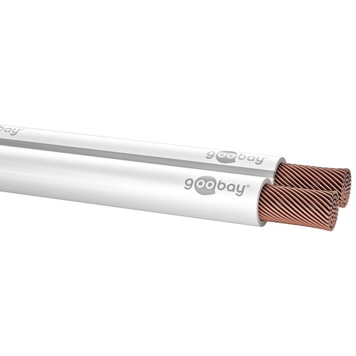 Goobay speaker cable 2 x 1.5 mm² OFC, white, 10 m roll – 15114