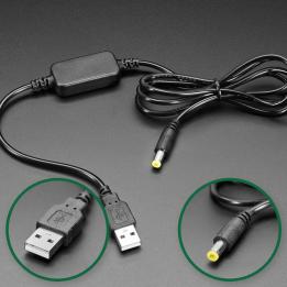 Cavo da USB a spina DC 2,1 mm con convertitore step-up integrato, uscita 9 V 500 mA, 1,2 m – Adafruit 2777