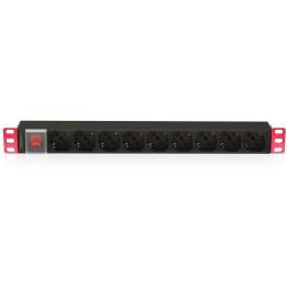 19" rack power strip 1U, 9 Schuko/Italian sockets, switch, Italian plug, Techly – I-CASE STRIP-91U