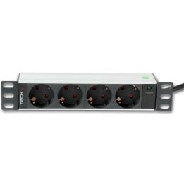 10" rack power strip 1U, 4 Schuko sockets, LED indicator, angled Schuko plug, Techly – I-CASE M10-4D