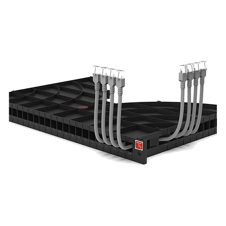 19" rack cable management tray 1U, 24 ports, for 600 mm deep cabinets, black, Techly – I-CASE TRAY-ORG600