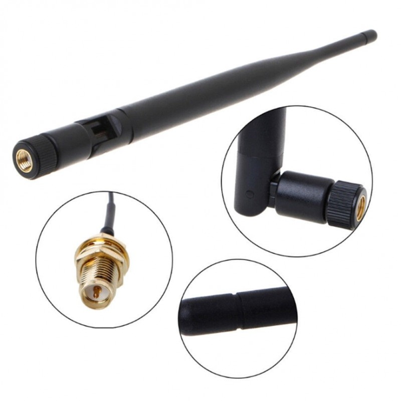 Antenna wifi wireless omnidirezionale 2dBi 2,4GHz 802.11 per GPS GSM + cavo  15cm