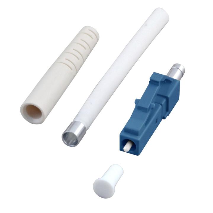 LC simplex single-mode fibre optic connector, 126 µm ferrule, 1.8 mm, beige