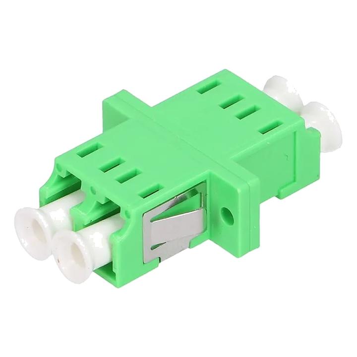 Fibre optic adapter LC/LC duplex, multimode OM5, fluorescent green