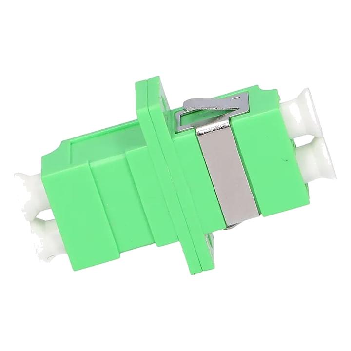 Fibre optic adapter LC/LC duplex, multimode OM5, fluorescent green