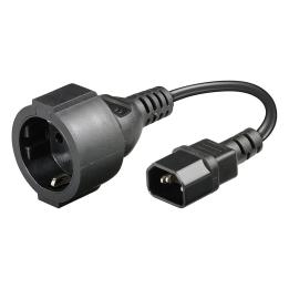 Power cable IEC C14 male / Schuko female socket 23 cm, black, Manhattan – 353731
