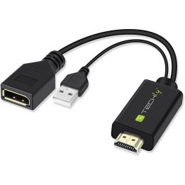 HDMI male to DisplayPort female converter 4K 30 Hz with USB-A power, black, Techly – ICOC HDMI-DP12A