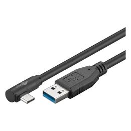 Cavo USB 3.2 Gen 1 A maschio a USB-C maschio angolato 90° 2 m nero Goobay – 66503