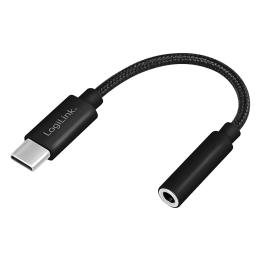 Cavo adattatore audio USB-C maschio a jack 3,5 mm femmina con DAC, 13 cm nero LogiLink