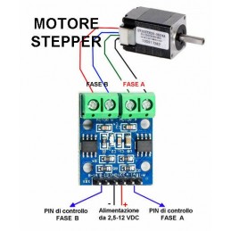 Driver L9110S ponte h 2,5v-12v per motori dc stepper motor passo-passo bipolare