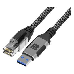 Cavo di rete USB-A maschio a RJ45 maschio Gigabit Cat 6 FTP 2 m nero/argento Techly – ICOC U3A-RJ45-020