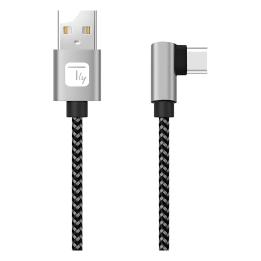 Cavo USB-A maschio a USB-C maschio angolato 90° USB 2.0 3 A 0,5 m nero/grigio Techly – ICOC MU2AC9-005-AL