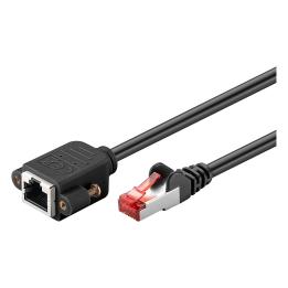 Prolunga patch RJ45 maschio/femmina Cat. 6 S/FTP con flangia 1 m nero Goobay – 65637