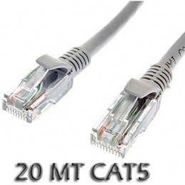 Cavo di Rete ethernet Cat 5E 20 metri RJ45 Grigio per pc modem router