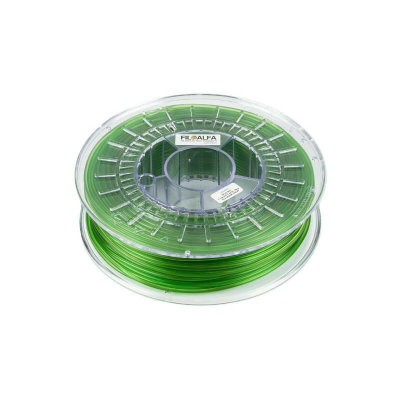 Filamento PLA 1,75mm 700g Verde trasparente bobina FILOALFA per stampante 3D