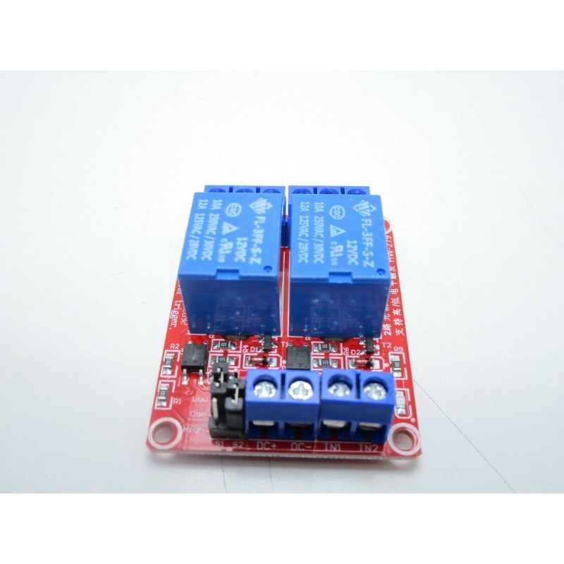 Modulo scheda relè 12v 2ch canali optoisolati per arduino avr dsp arm mcu 5x4cm 