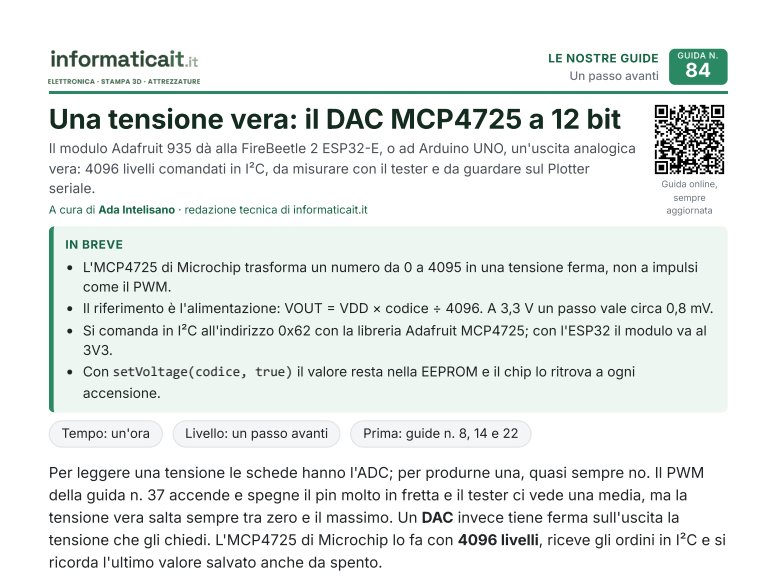 Una tensione vera: il DAC MCP4725 a 12 bit