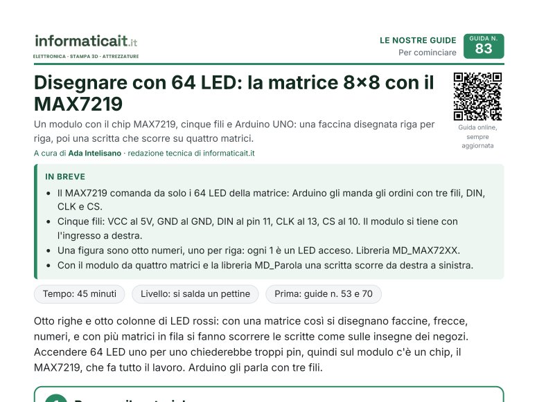 Disegnare con 64 LED: la matrice 8×8 con il MAX7219